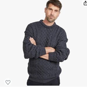 Haggar Wool blend cable knit Crewneck Pullover Sweater grey charcoal unisex Sz M